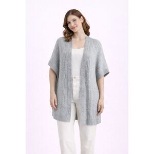 100% Cashmere Well Within Open Front Oversized Cardigan Haven Grey M